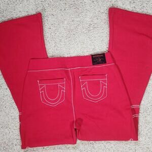 NEW True Religion Pull-On Flare Jeans Red Anniversary Large